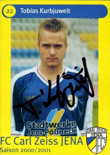 Autogrammkarte Fußballer Tobias Kurbjuweit, FC Carl Zeiss Jena, Autogramm