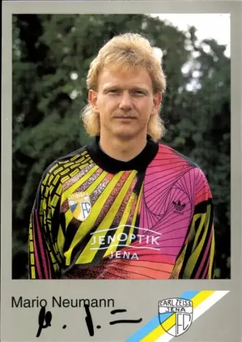 Autogrammkarte Fußballer Mario Neumann, FC Carl Zeiss Jena, Autogramm