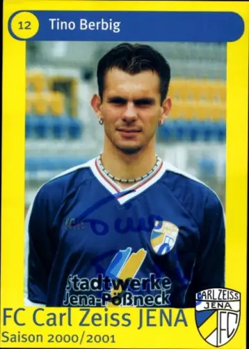 Autogrammkarte Fußballer Tino Berbig, FC Carl Zeiss Jena, Autogramm
