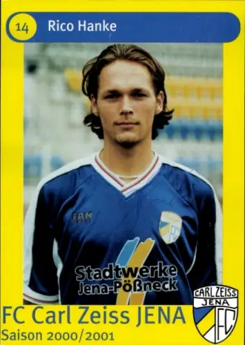 Autogrammkarte Fußballer Rico Hanke, FC Carl Zeiss Jena, Autogramm