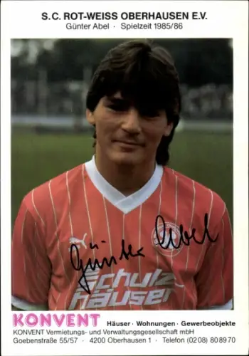 Autogrammkarte Fußballer Günter Abel, SC Rot Weiß Oberhausen, Autogramm