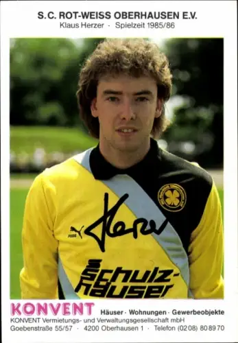 Autogrammkarte Fußballer Klaus Herzer, SC Rot Weiß Oberhausen, Autogramm