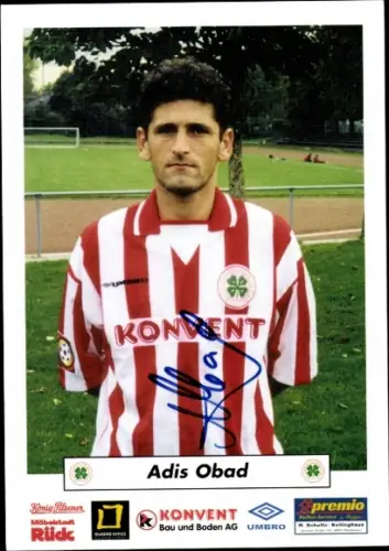 Autogrammkarte Fußballer Adis Obad, SC Rot Weiß Oberhausen, Autogramm