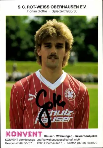 Autogrammkarte Fußballer Florian Grothe, SC Rot Weiß Oberhausen, Autogramm