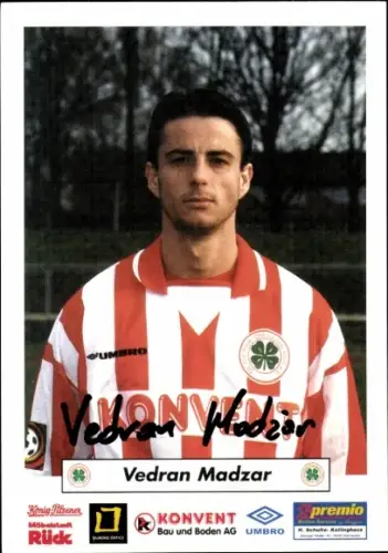 Autogrammkarte Fußballer Vedran Madzar, SC Rot Weiß Oberhausen, Autogramm