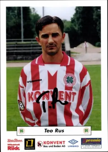 Autogrammkarte Fußballer Teo Rus, SC Rot Weiß Oberhausen, Autogramm