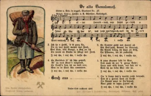 Lied Litho Günther, Anton, Dr alta Hannlsmah, Erzgebirgische Mundart Nr 27