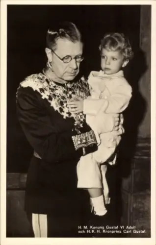 Ak König Gustaf VI Adolf, Kronprinz Carl Gustaf