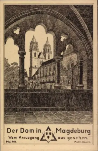 Künstler Ak Magdeburg an der Elbe, Dom, Blick vom Kreuzgang