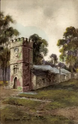 Künstler Ak Oare Exmoor Somerset England, Kirche, Lorna Doone Country, Worth's Elizabethan Gallery
