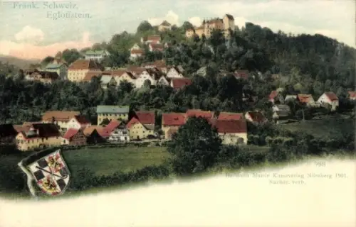 Ak Egloffstein Fränkische Schweiz, Fränkische Schweiz,  farbige Landschaft, Häuser, Burg