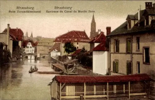 Ak Strasbourg Straßburg Elsass Bas Rhin, beim Zornmühlenkanal