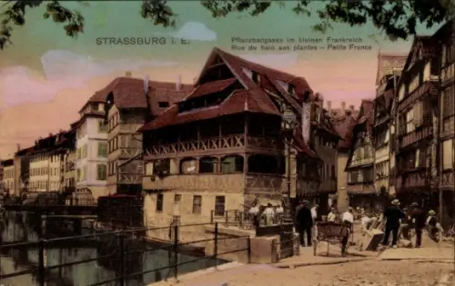 Ak Strasbourg Straßburg Elsass Bas Rhin, Pflanzbadgasse im kleinen Frankreich