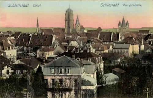 Ak Sélestat Schlestadt Schlettstadt Elsass Bas Rhin, Stadtansicht,  Türme, Dächer, 
