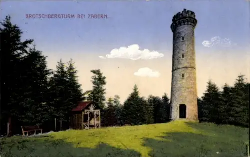 Ak Saverne Zabern Elsass Bas Rhin, Brotschbergturm, Wald, Himmel mit Wolken