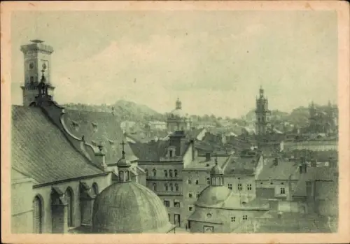 Ak Lwiw Lwów Lemberg Léopol Ukraine, Altstadt, Gesamtansicht