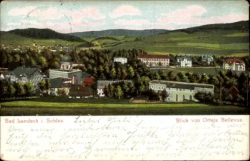 Ak Lądek Zdrój Bad Landeck Schlesien, Gesamtansicht, Ortels-Bellevue