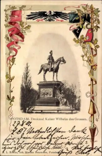 Präge Wappen Passepartout Ak Potsdam, Denkmal Kaiser Wilhelm I.