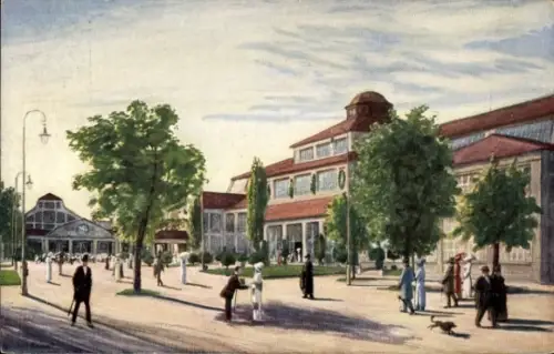 Künstler Ak München Bayern, Bayrische Gewerbeschau 1912, Halle III mit Verbindungsgang