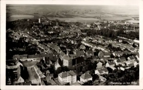 Ak Mühlberg an der Elbe, Fliegeraufnahme