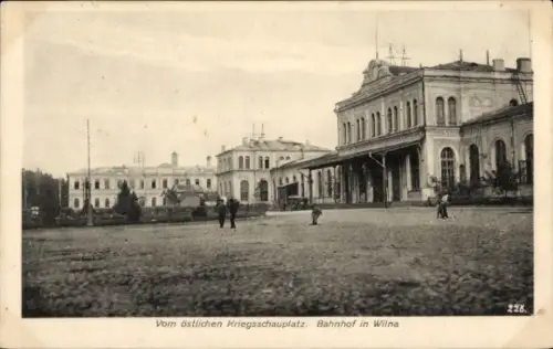 Ak Vilnius Wilna Litauen, Bahnhof, 1. WK