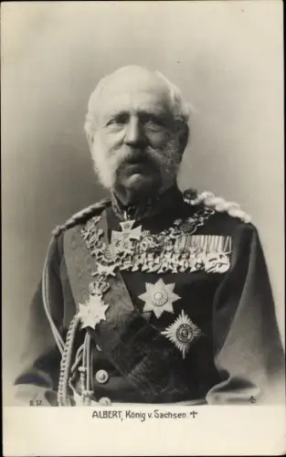 Ak König Albert von Sachsen, Portrait in Uniform, Orden