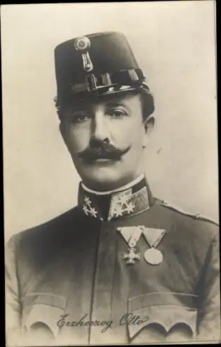 Ak Erzherzog Otto Franz Joseph von Österreich, Portrait in Uniform, Orden