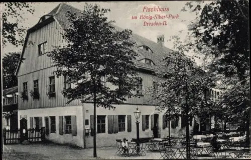 Ak Dresden Neustadt, Fischhaus, König Albert Park