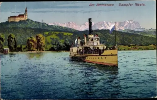 Ak Salondampfer Gisela auf dem Ammersee