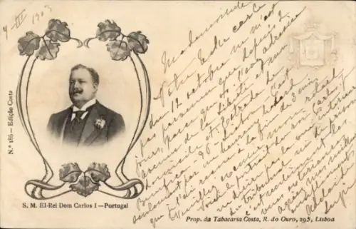 Passepartout Ak König Carlos I. von Portugal, Portrait