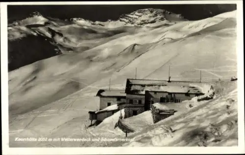 Ak Garmisch Partenkirchen in Oberbayern, Knorrhütte mit Wetterwandeck und Schneefernerkopf