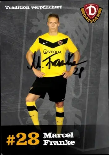 Autogrammkarte Fußballer Marcel Franke, SG Dynamo Dresden, Autogramm