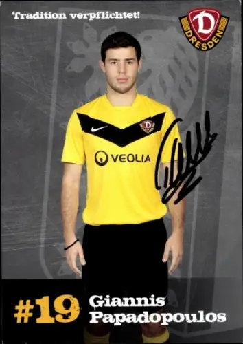 Autogrammkarte Fußballer Giannis Papadopoulos, SG Dynamo Dresden, Autogramm