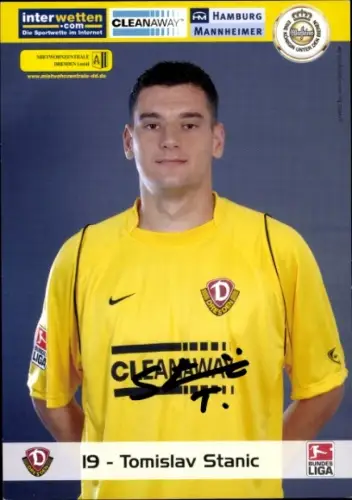 Autogrammkarte Fußballer Tomislav Stanic, SG Dynamo Dresden, Autogramm