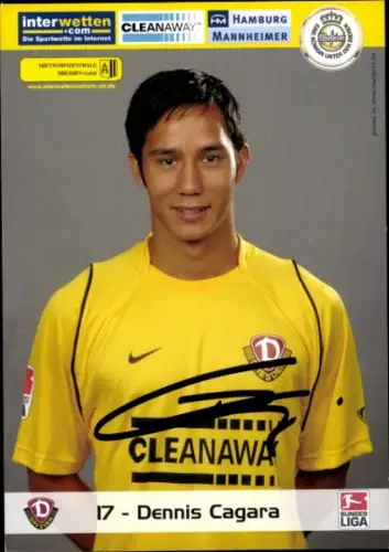 Autogrammkarte Fußballer Dennis Cagara, SG Dynamo Dresden, Autogramm