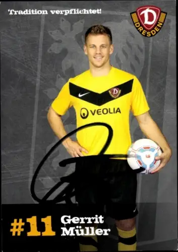 Autogrammkarte Fußballer Gerrit Müller, SG Dynamo Dresden, Autogramm
