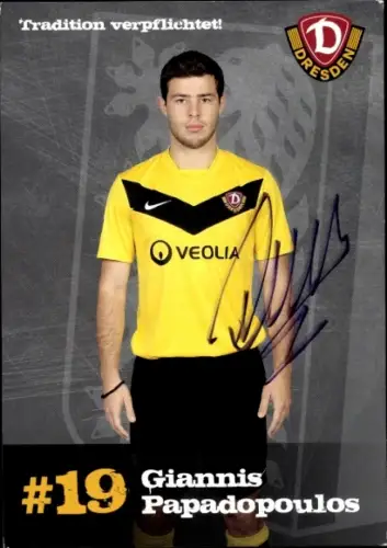 Autogrammkarte Fußballer Giannis Papadopoulos, SG Dynamo Dresden, Autogramm