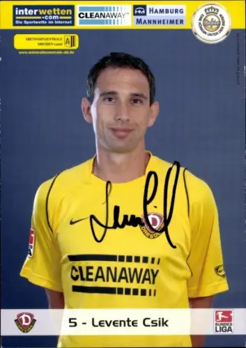 Autogrammkarte Fußballer Levente Csik, SG Dynamo Dresden, Autogramm