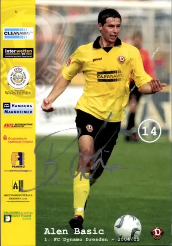 Autogrammkarte Fußballer Alen Basic, SG Dynamo Dresden, Autogramm