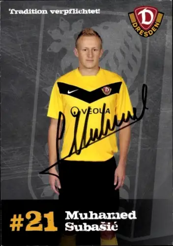 Autogrammkarte Fußballer Muhamed Subašić, SG Dynamo Dresden, Autogramm
