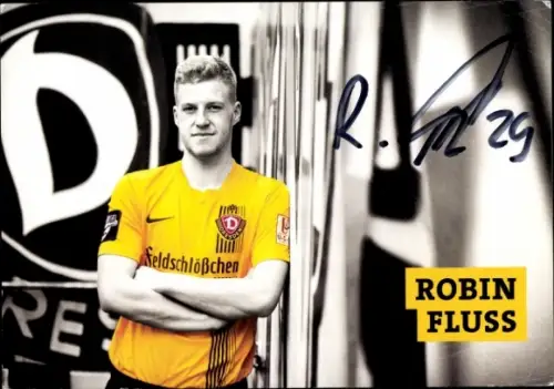 Autogrammkarte Fußballer Robin Fluss, SG Dynamo Dresden, Autogramm