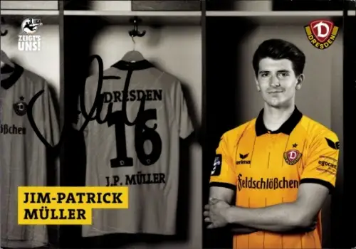Autogrammkarte Fußballer Jim Patrick Müller, SG Dynamo Dresden, Autogramm