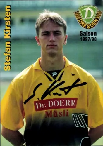 Autogrammkarte Fußballer Stefan Kirsten, SG Dynamo Dresden, Autogramm