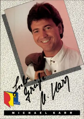 Autogrammkarte Moderator Michael Karr, Portrait, Autogramm