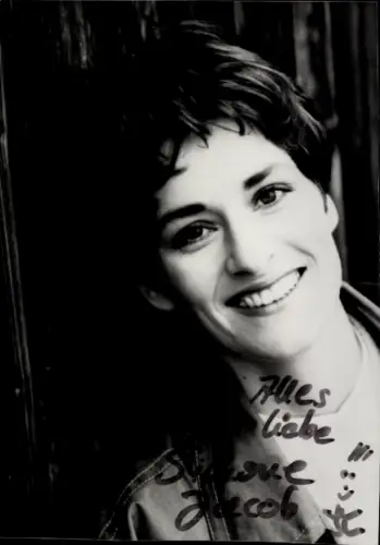 Autogrammkarte Moderatorin Simone Jacob, Portrait, Autogramm