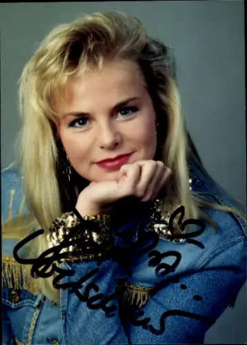 Autogrammkarte Moderatorin Jutta Kretschmer, Portrait, Autogramm