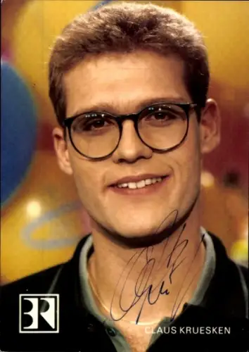 Autogrammkarte Moderator Claus Kruesken, Portrait, Autogramm