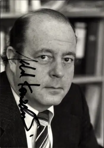 Autogrammkarte Moderator und Journalist Gerhard Konzelmann, Portrait, Autogramm