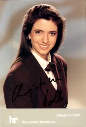 Autogrammkarte Moderatorin Christine Kolb, Portrait, Autogramm