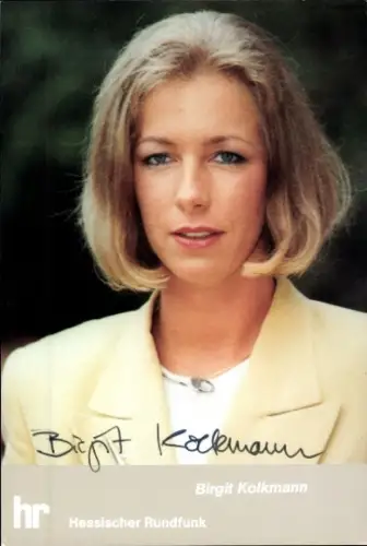 Autogrammkarte Moderatorin Birgit Kolkmann, Portrait, Autogramm
